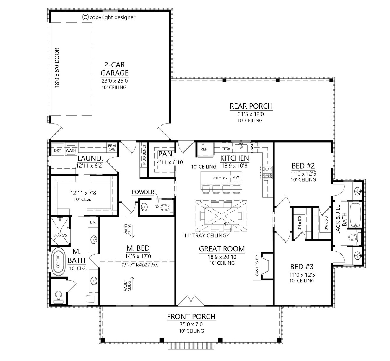 Farmhouse House Plan - Hickory Springs 56347 - 1st Floor Plan