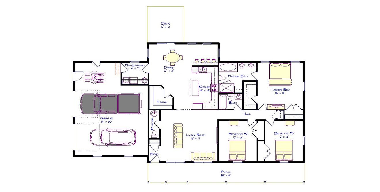 Ranch House Plan - Greenwood 88140 - 1st Floor Plan