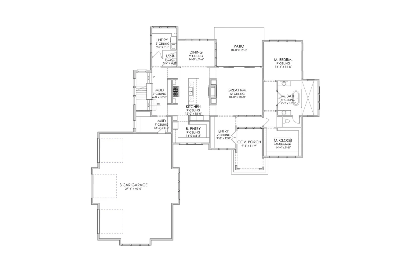 European House Plan - Huntington 83243 - 1st Floor Plan