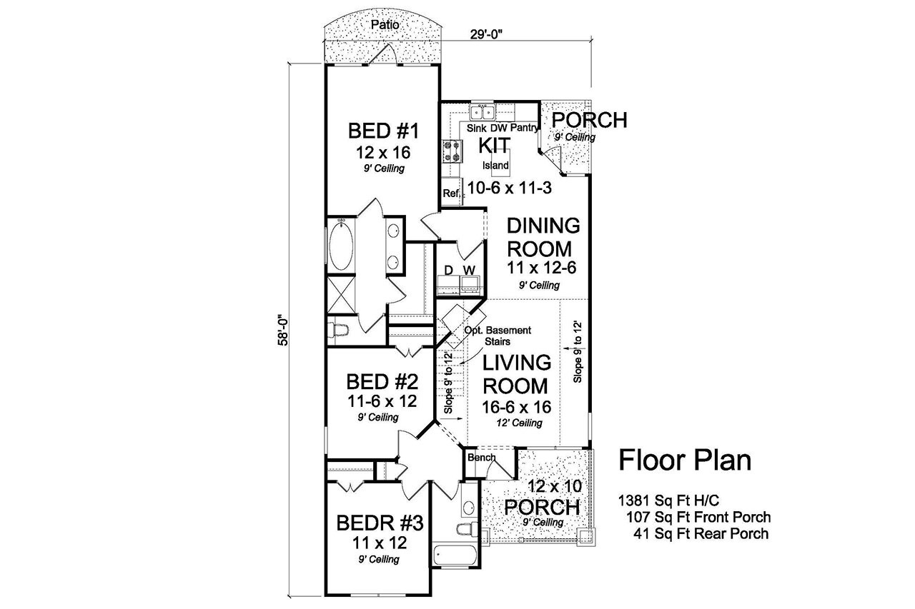 Cottage House Plan - Baybeach 43147 - 1st Floor Plan
