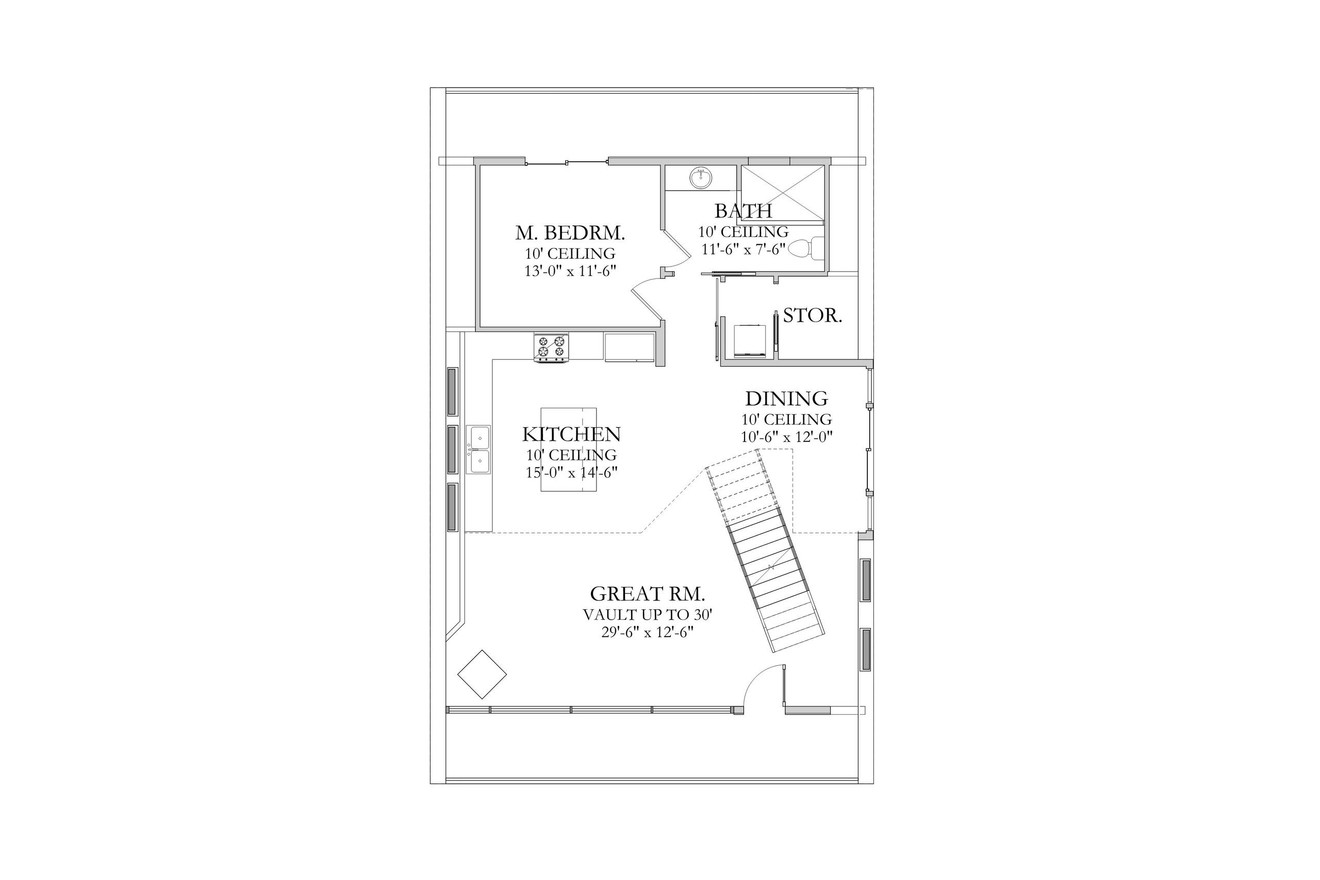 A-Frame House Plan - Bismarck 64604 - 1st Floor Plan