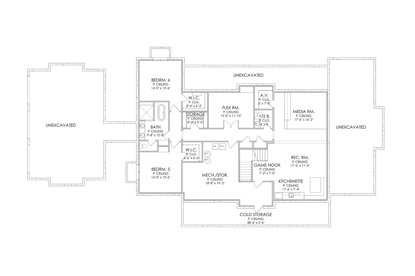 Colonial House Plan - Northampton 58244 - Basement Floor Plan