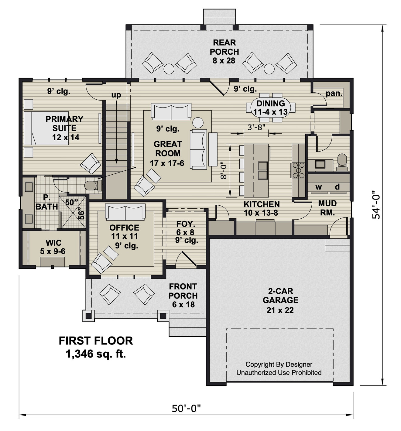 Craftsman House Plan - Centerville 16760 - 1st Floor Plan