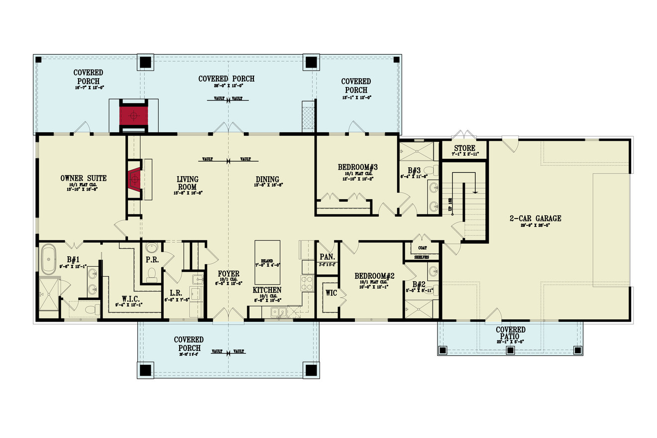 Farmhouse House Plan - Haystack IV 53396 - 1st Floor Plan
