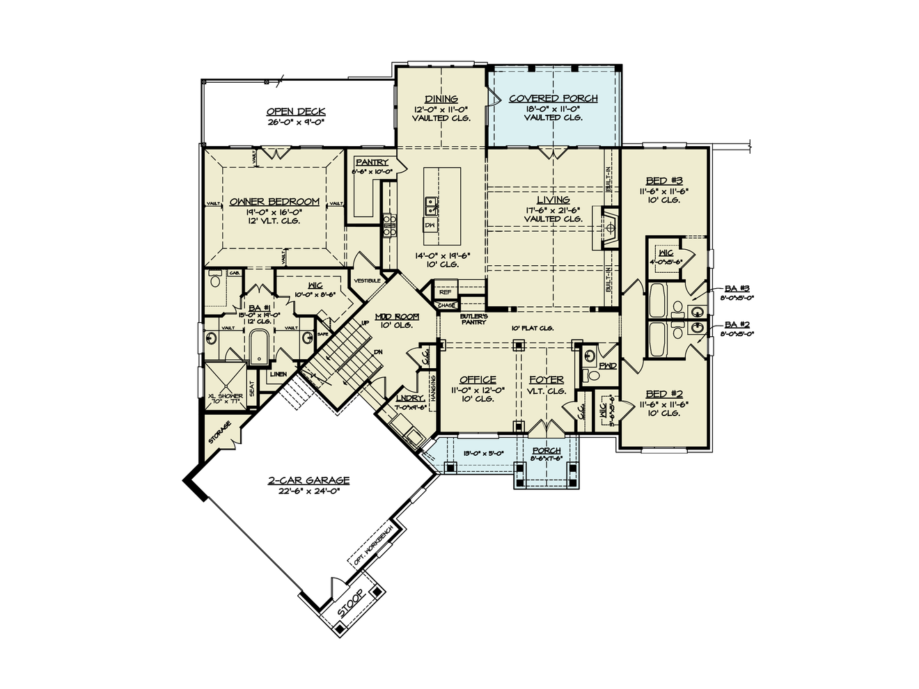 Craftsman House Plan - Jade Cottage 18858 - 1st Floor Plan