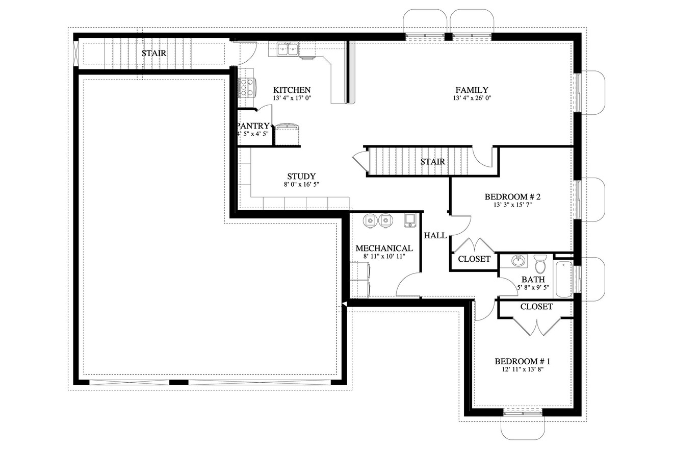 Ranch House Plan - Sharp 86690 - Basement Floor Plan