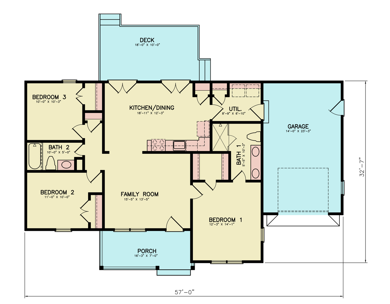 Ranch House Plan - Georgia 3 97964 - 1st Floor Plan