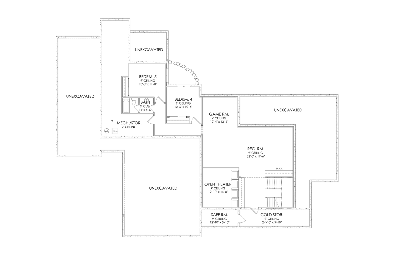 Colonial House Plan - Salem 68423 - Basement Floor Plan