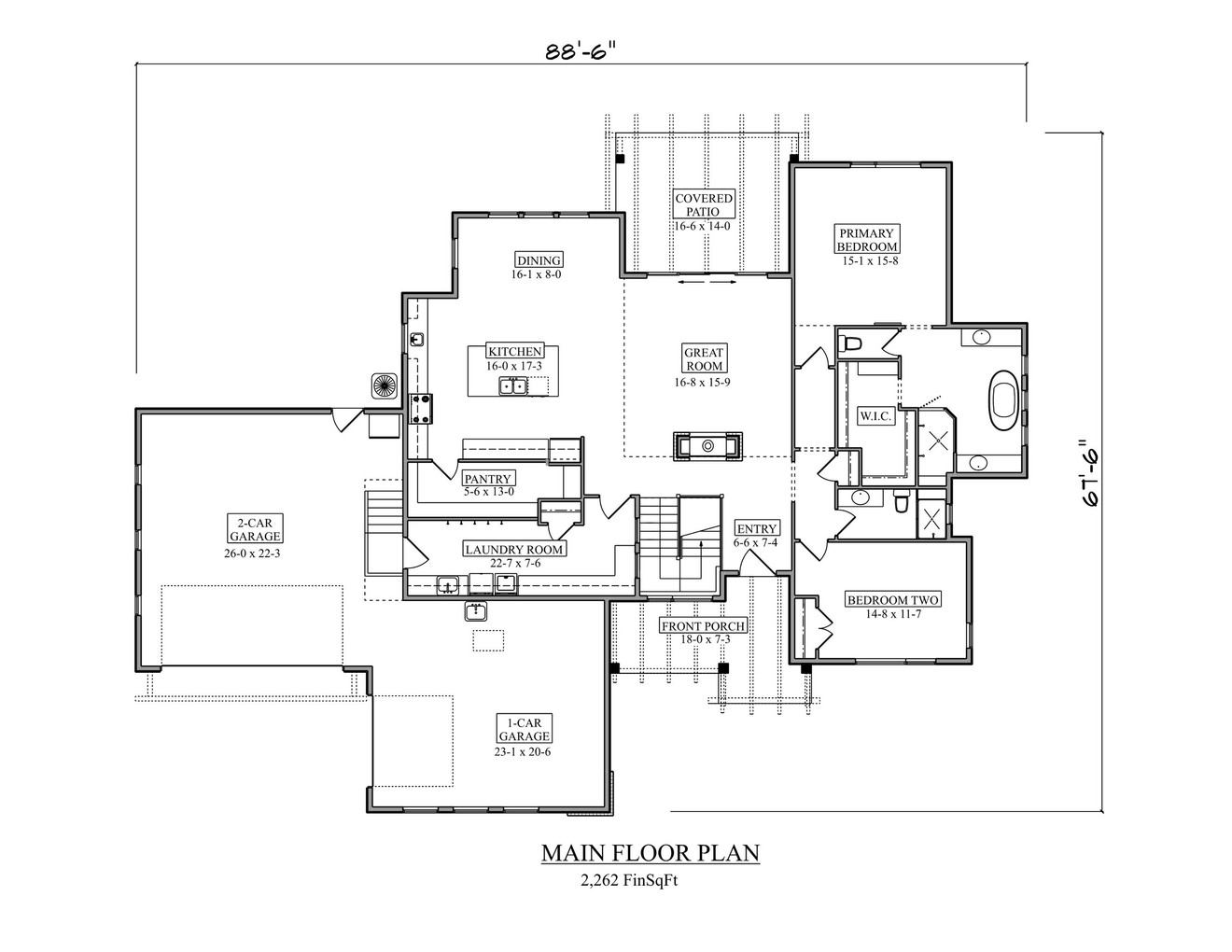 Ranch House Plan - Bree II 38969 - 1st Floor Plan
