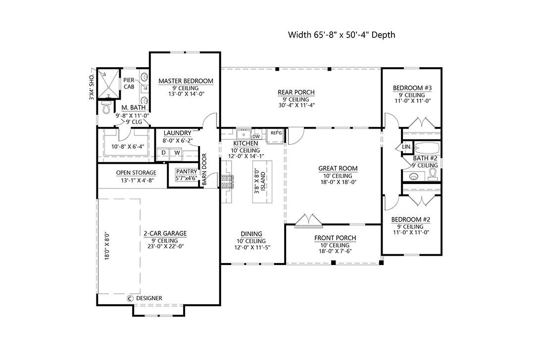 Farmhouse House Plan - Mulberry 2 65525 - 1st Floor Plan