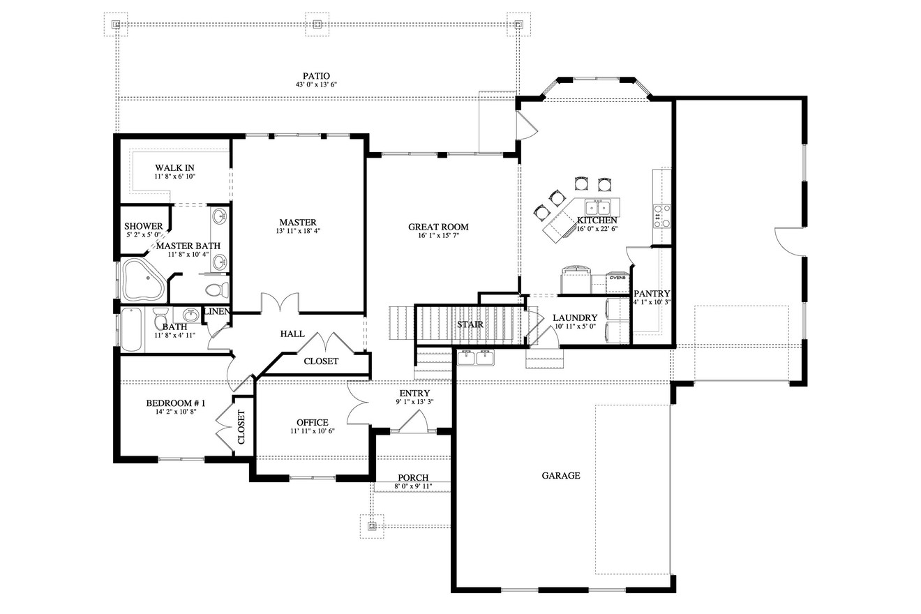 Craftsman House Plan - Wilder 90664 - 1st Floor Plan