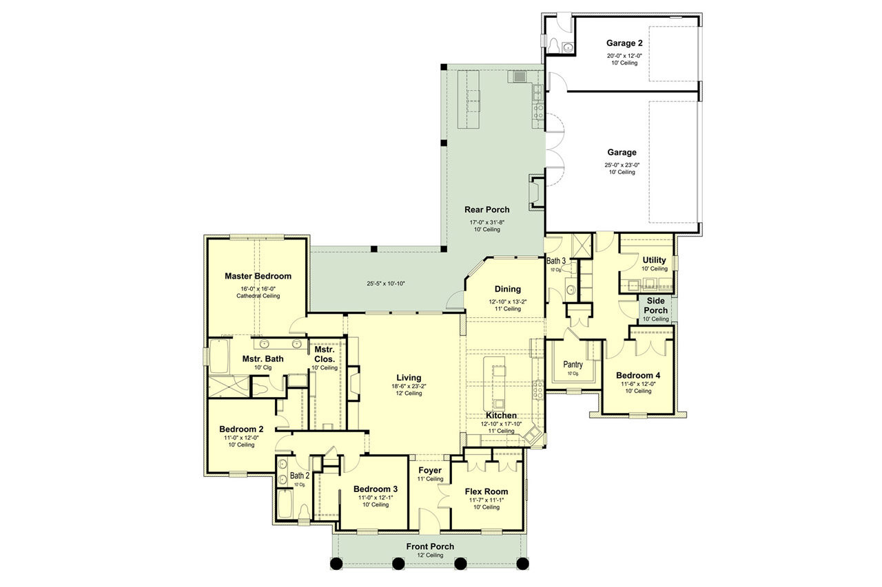 Southern House Plan - 70288 - 1st Floor Plan