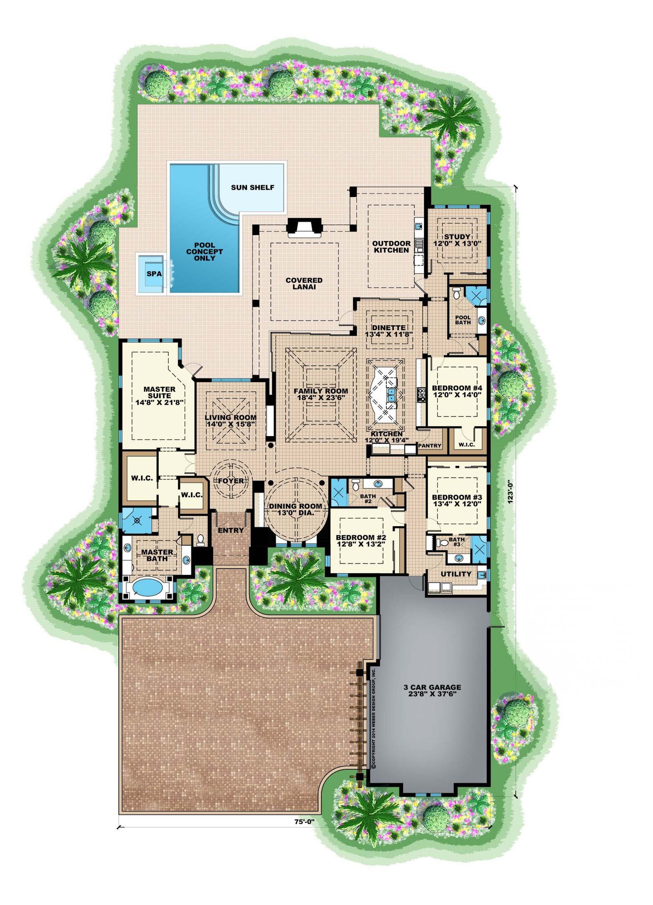 Mediterranean House Plan - Avenue 5 80069 - 1st Floor Plan