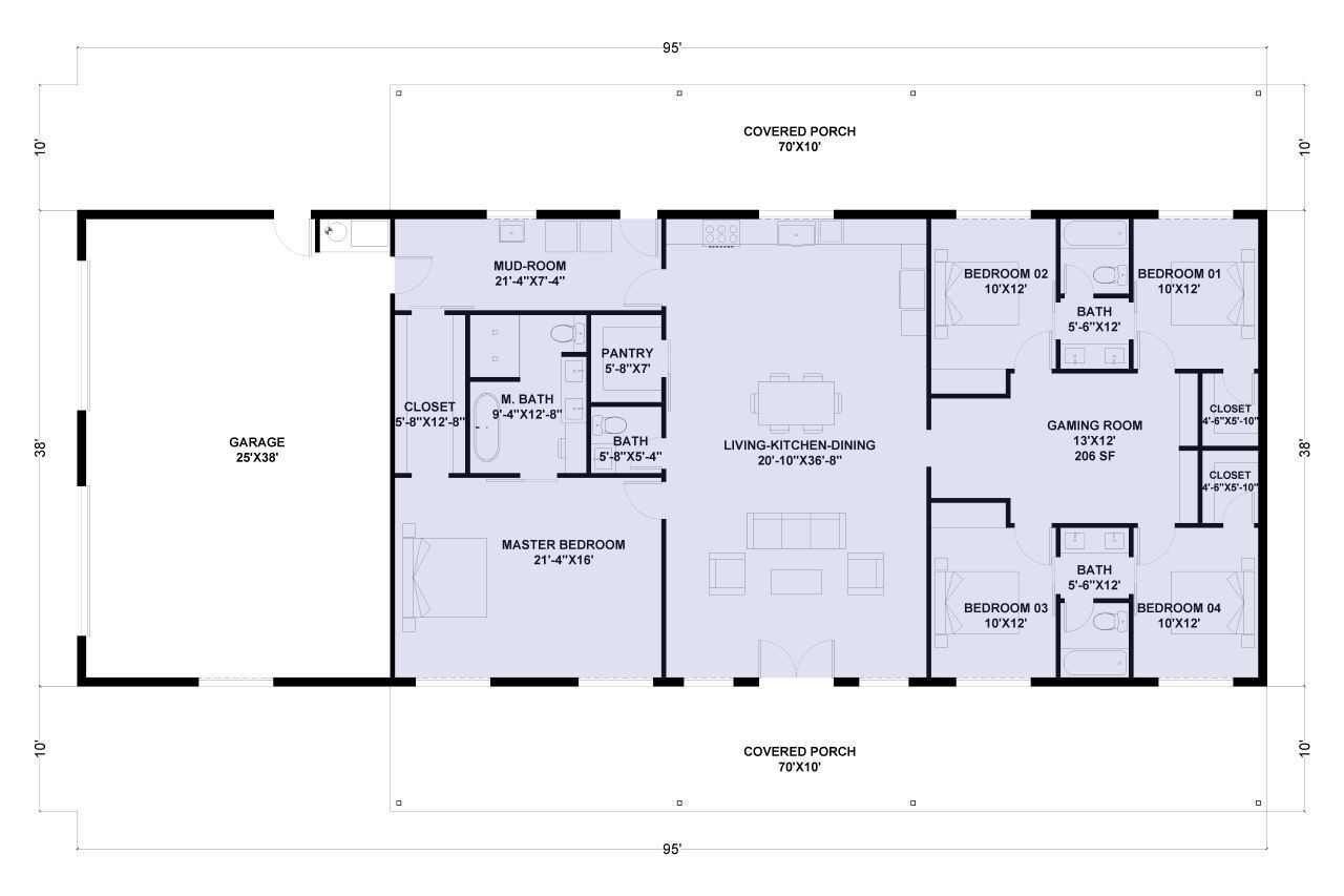 Farmhouse House Plan - The Violet 70313 - 1st Floor Plan