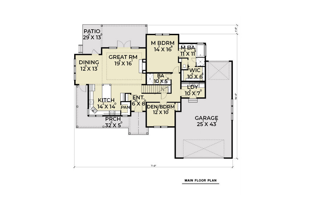 Craftsman House Plan - 13989 - 1st Floor Plan