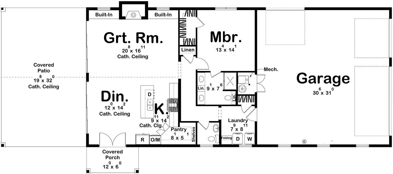 Craftsman House Plan - Tishomingo 42340 - 1st Floor Plan