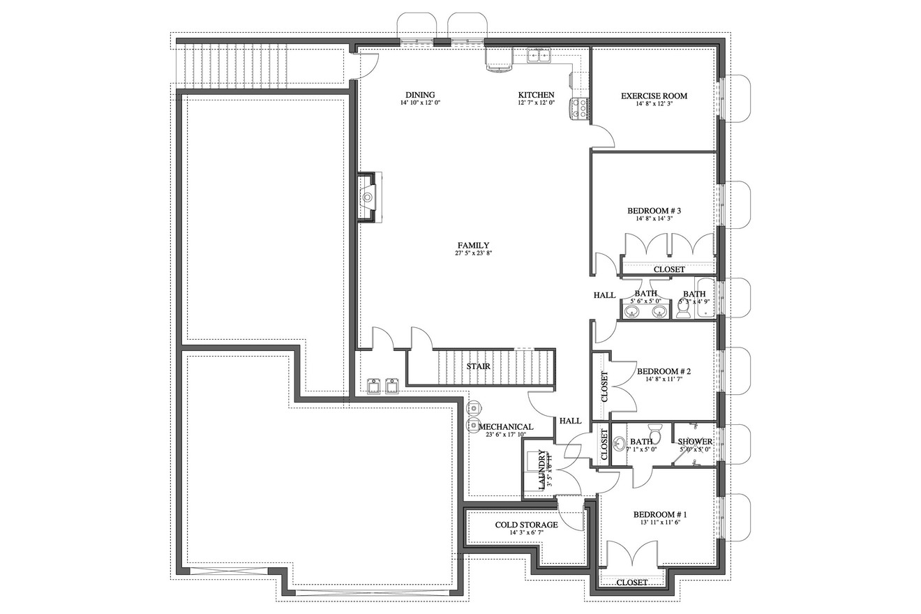 Craftsman House Plan - Randall 47071 - Basement Floor Plan