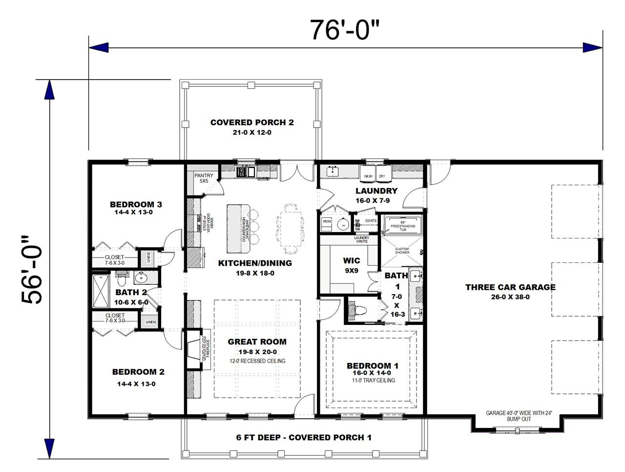 Farmhouse House Plan - 71321 - 1st Floor Plan