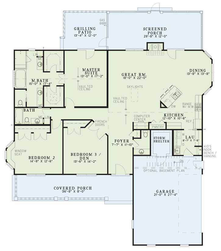 Country House Plan - 256 Olive Street 87011 - 1st Floor Plan