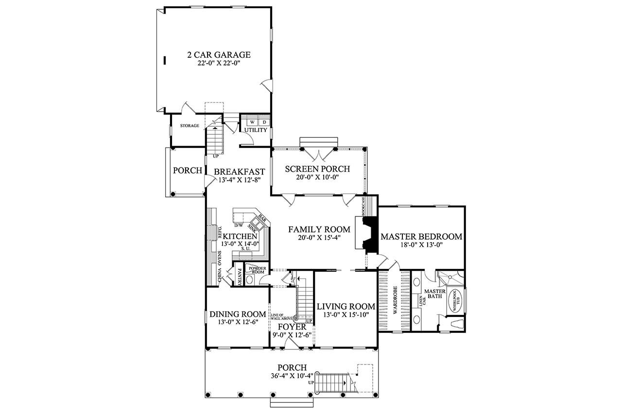 Colonial House Plan - Baystreet 80057 - 1st Floor Plan