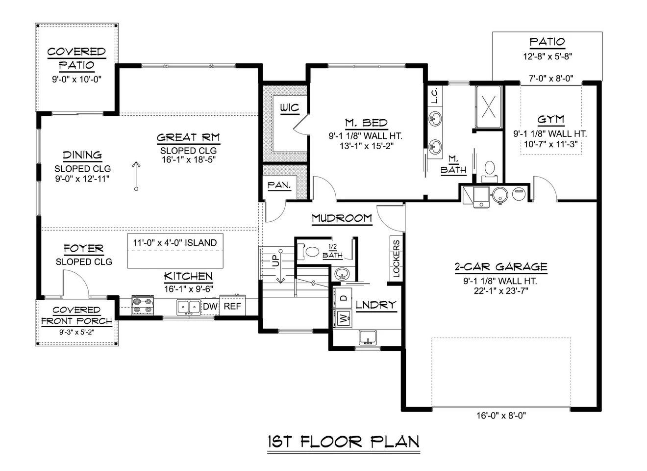 Contemporary House Plan - 68176 - 1st Floor Plan
