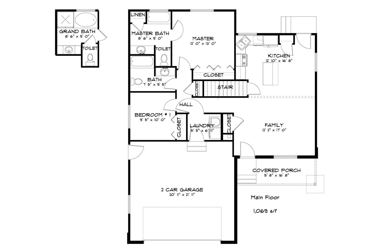 Craftsman House Plan - Bond 90019 - 1st Floor Plan