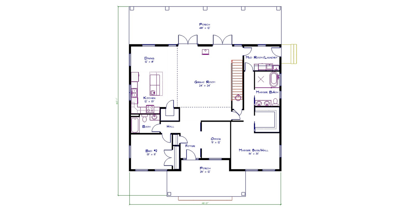 Farmhouse House Plan - Penbrook 55907 - 1st Floor Plan