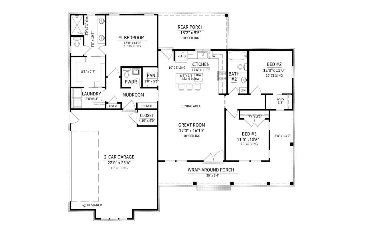 Farmhouse House Plan - Mayfield 2 27575 - 1st Floor Plan