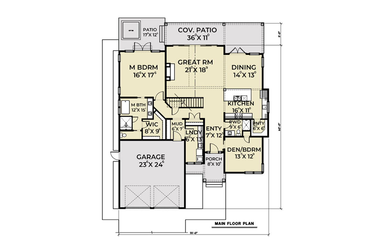 Farmhouse House Plan - 53029 - 1st Floor Plan