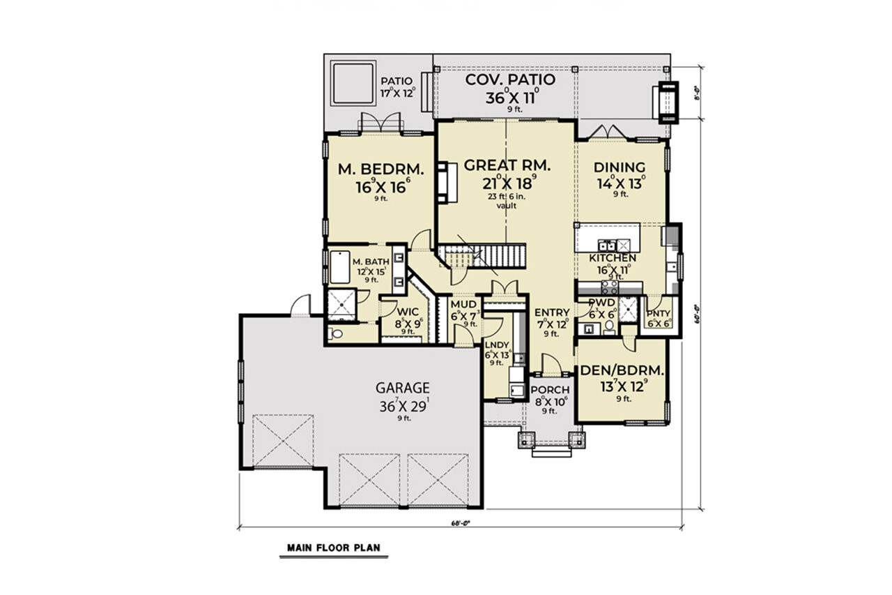 Craftsman House Plan - 73952 - 1st Floor Plan