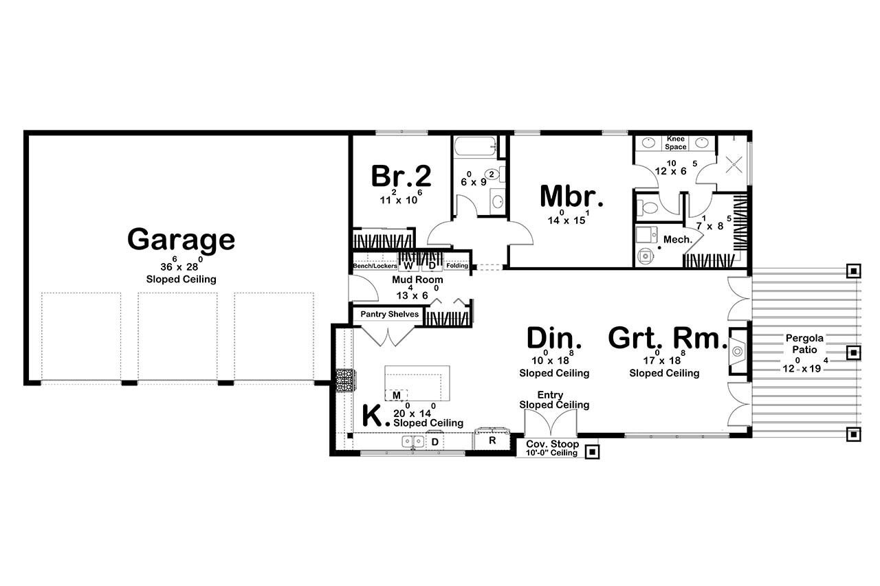 Modern House Plan - Hallsburg 99154 - 1st Floor Plan