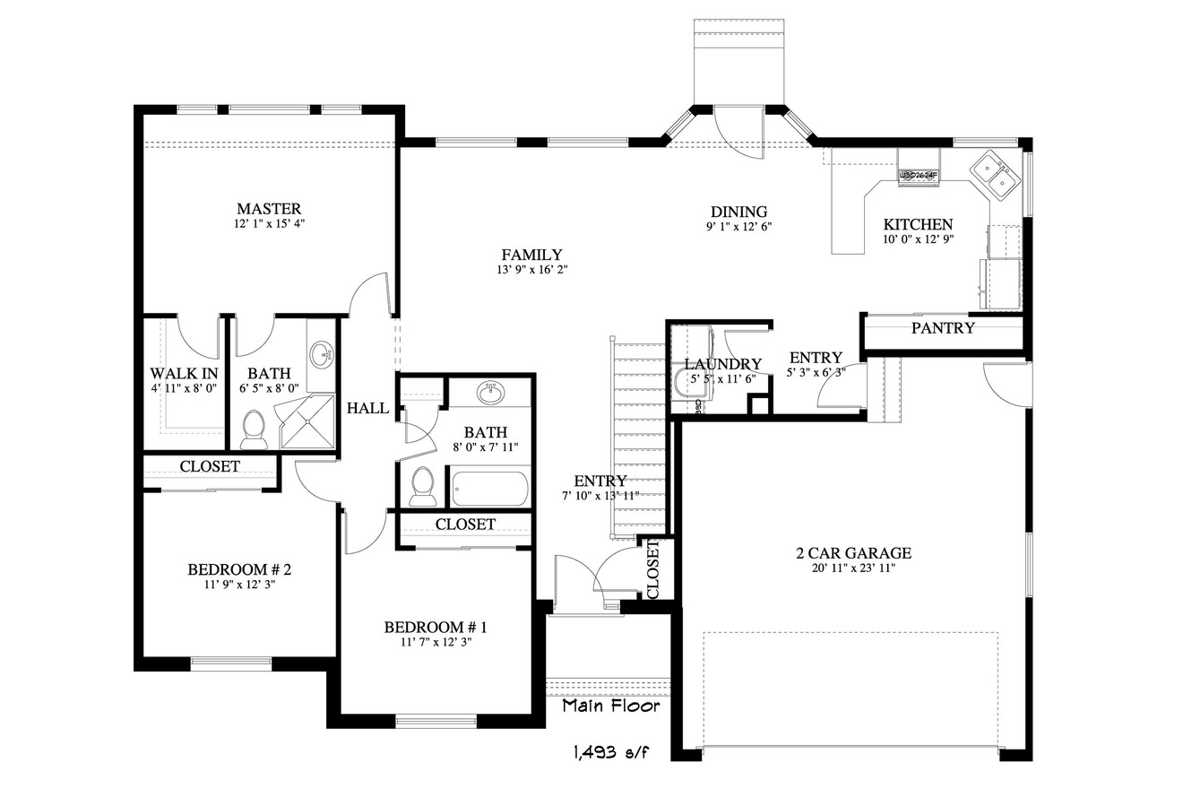 Traditional House Plan - Burfield 81429 - 1st Floor Plan
