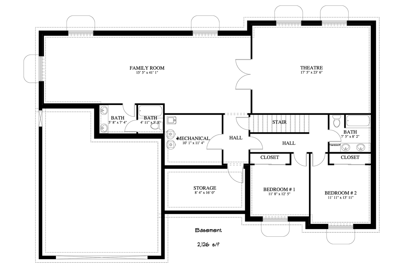 Ranch House Plan - Berry 49327 - Basement Floor Plan