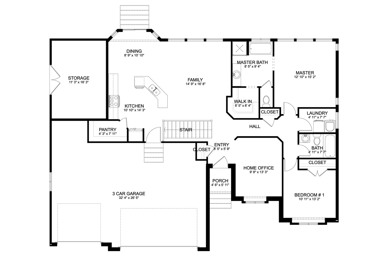Craftsman House Plan - Clegg 97483 - 1st Floor Plan
