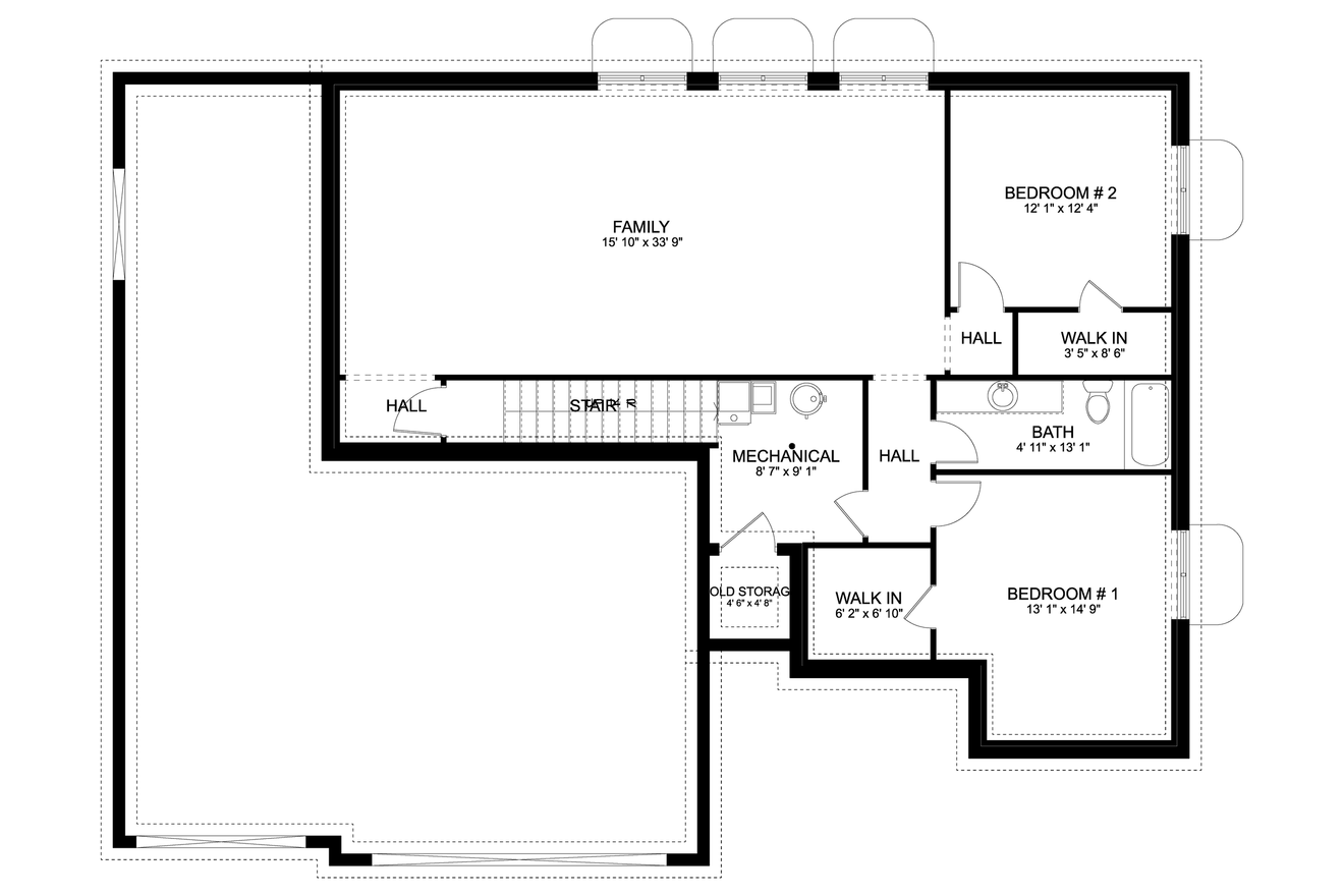 Craftsman House Plan - Clegg 97483 - Basement Floor Plan