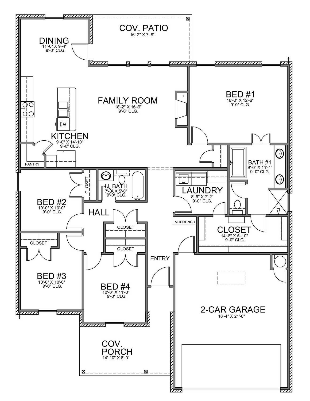Craftsman House Plan - 46065 - 1st Floor Plan