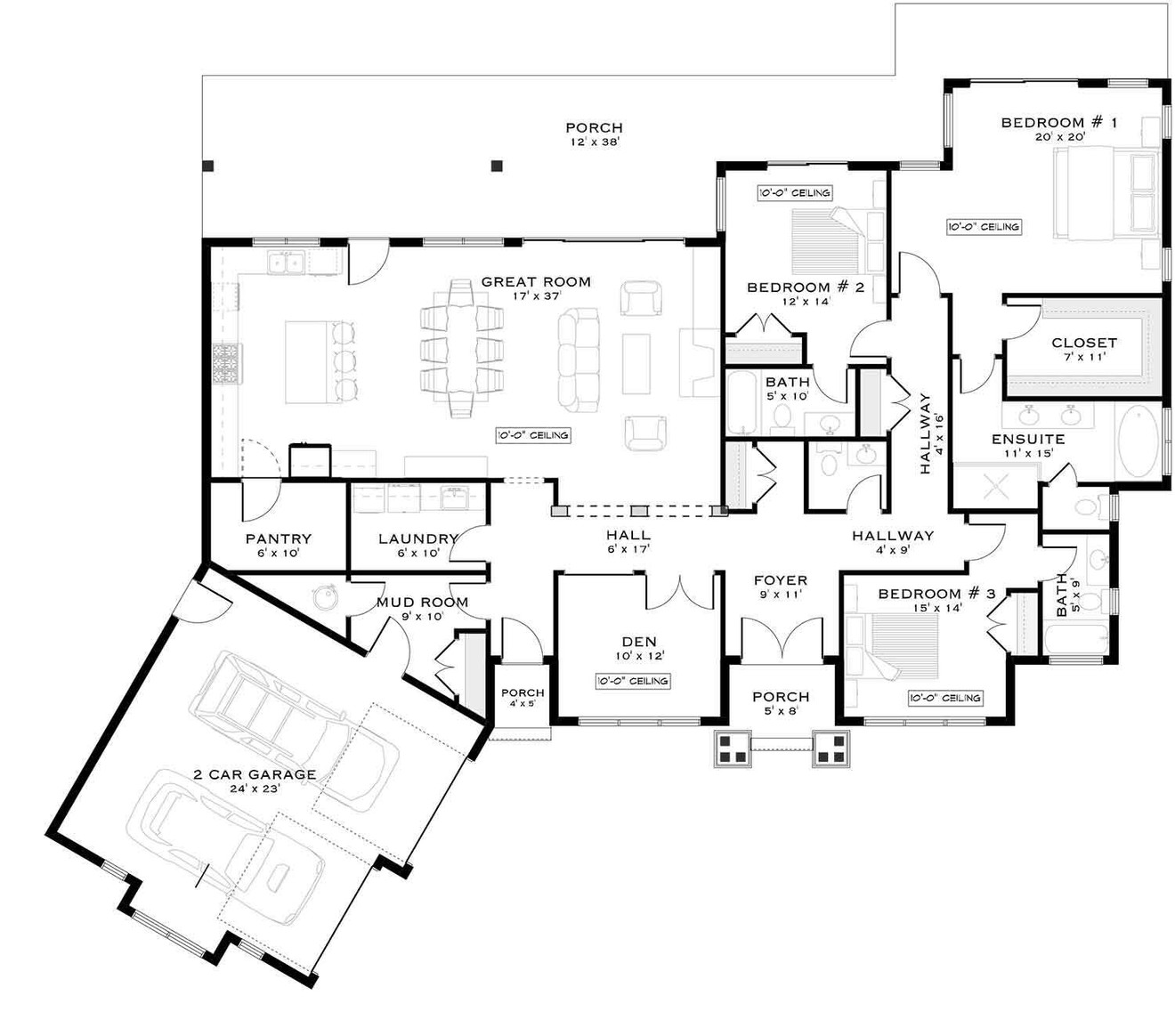 Craftsman House Plan - The Solana 56972 - 1st Floor Plan