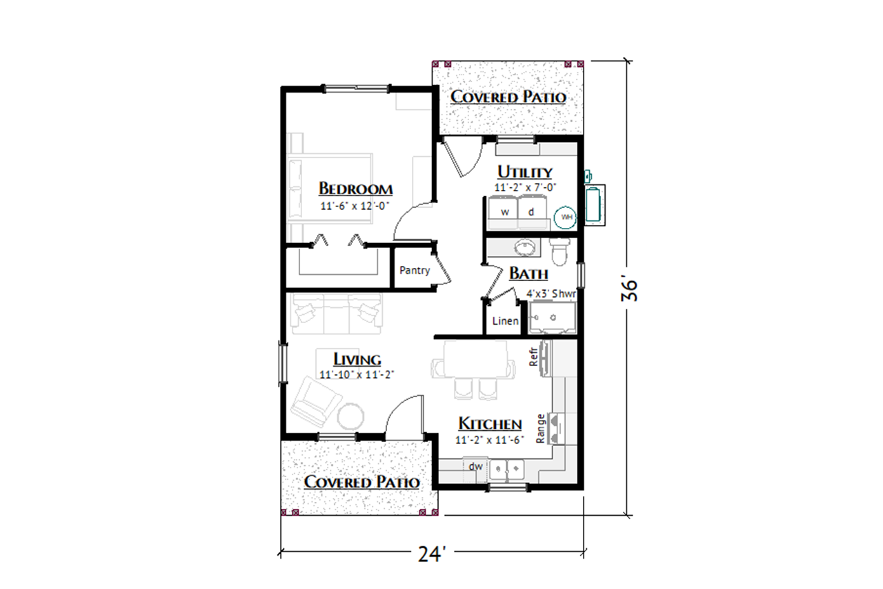 Contemporary House Plan - Newport ADU 75965 - 1st Floor Plan