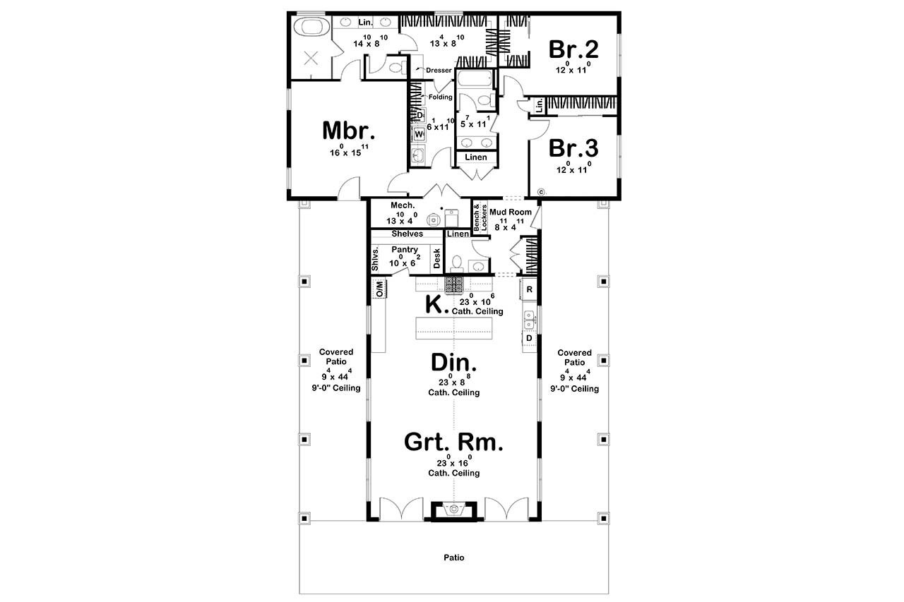 Ranch House Plan - West River 58321 - 1st Floor Plan