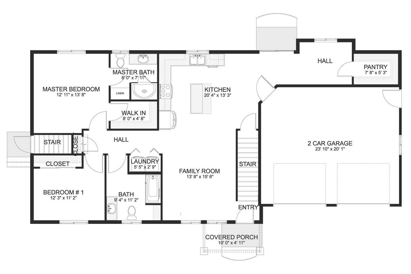 Craftsman House Plan - Donny 24727 - 1st Floor Plan