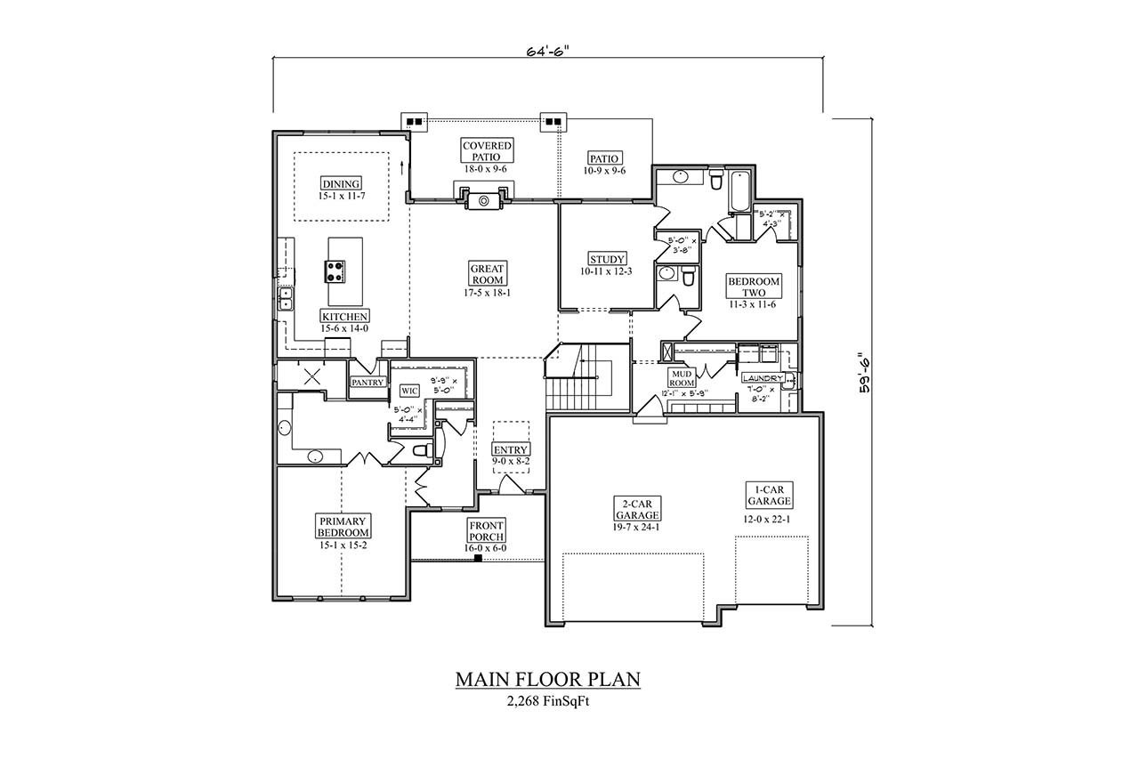 Craftsman House Plan - Salem 32698 - 1st Floor Plan