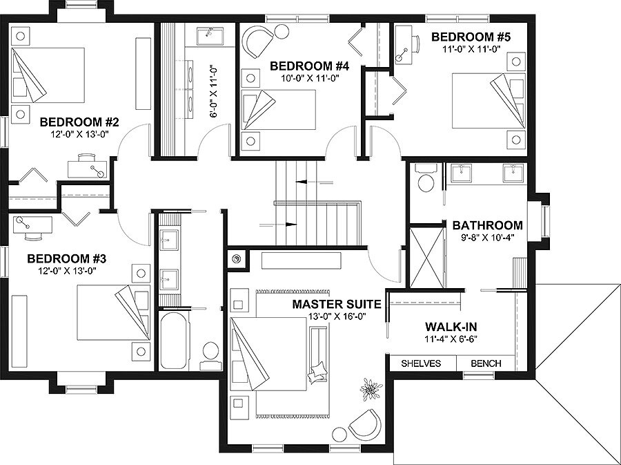 Secondary Image - Cape Cod House Plan - La Villa 39008 - 2nd Floor Plan