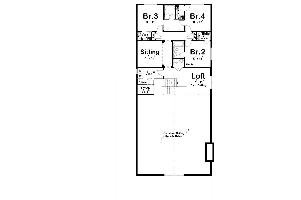 Country House Plan - River Oaks 84909 - 2nd Floor Plan