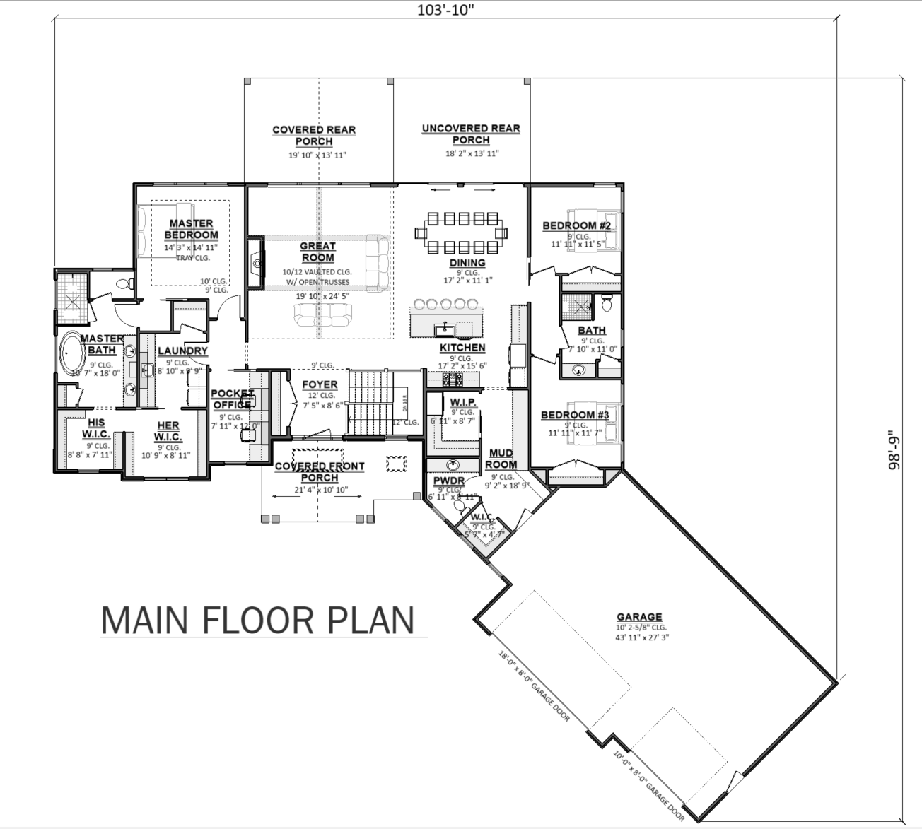 Ranch House Plan - 55070 - 1st Floor Plan