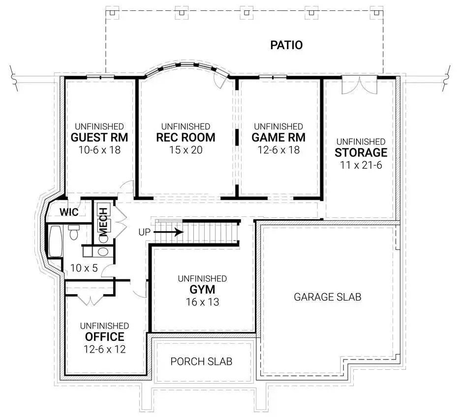 Colonial House Plan - Suffield 65602 - Basement Floor Plan