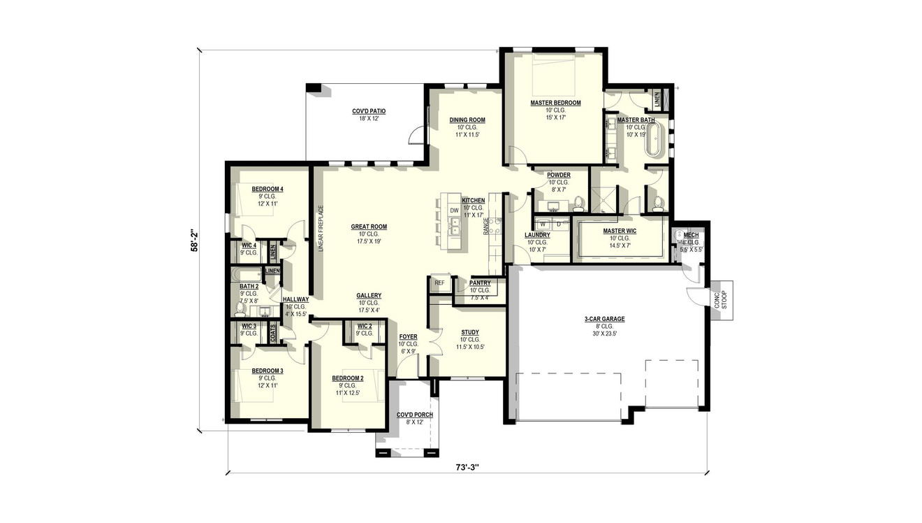 Classic House Plan - Calendula 62457 - 1st Floor Plan