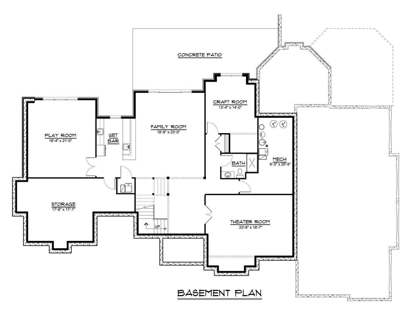 European House Plan - 67641 - Basement Floor Plan