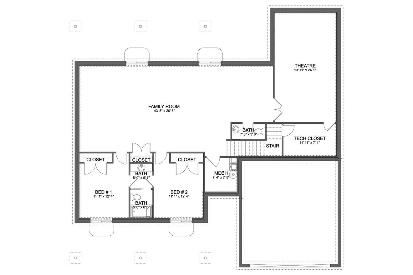 Ranch House Plan - Aaron 21507 - Basement Floor Plan