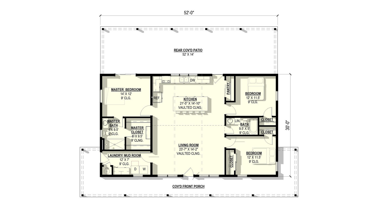 Ranch House Plan - Ponderosa Pine 51090 - 1st Floor Plan