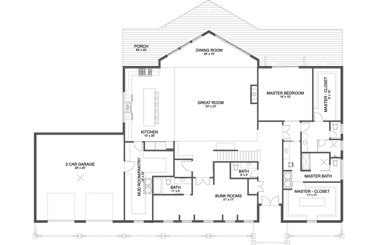 Craftsman House Plan - Clayton 30141 - 1st Floor Plan